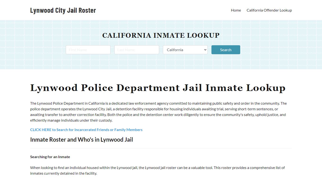Lynwood Police Department & City Jail, CA Inmate Roster, Arrests, Mugshots