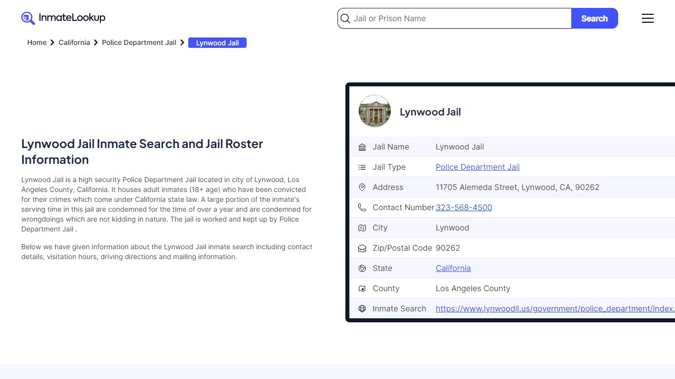 Lynwood Jail (CA) Inmate Search California - Inmate Lookup